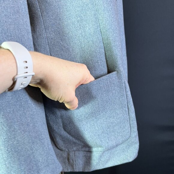 Vintage Lands' End Size 14 Grey Wool Suit Jacket 3-Button Lined - Picture 7 of 10